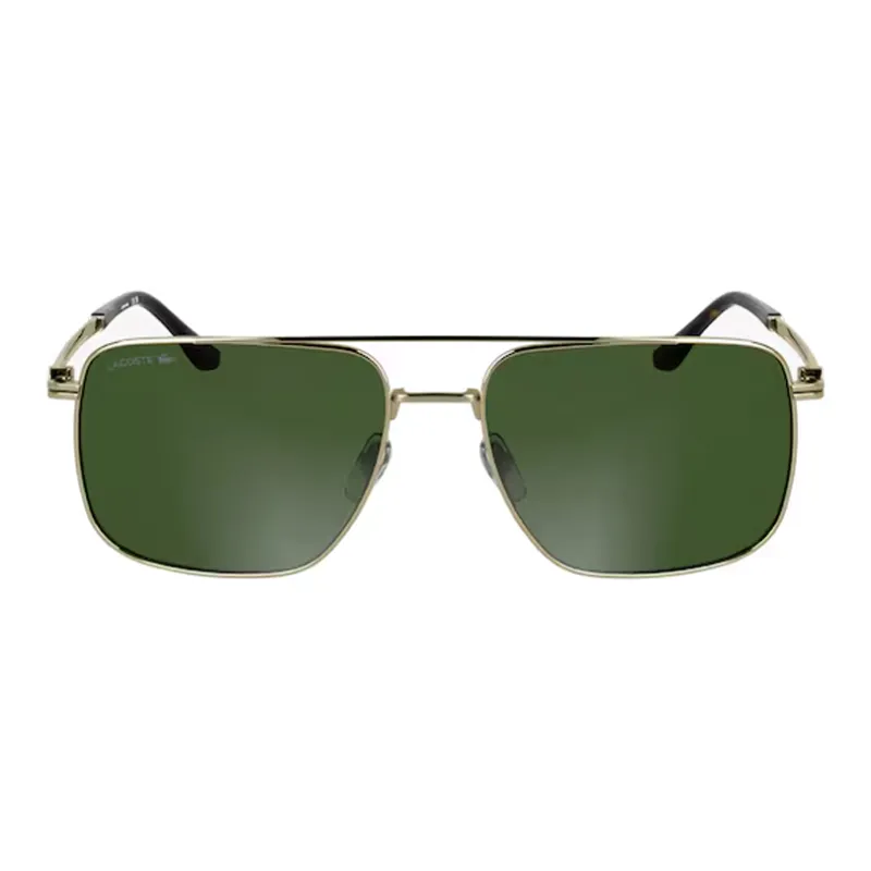 LACOSTE Metal Acetate Enamel Crocodile Leather Aviator Sunglasses Men's Gold-1