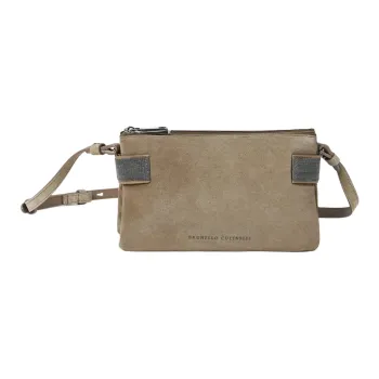 Brunello Cucinelli Genuine Leather Crossbody Bag, Shoulder Bag Mini Women's Warm Beige