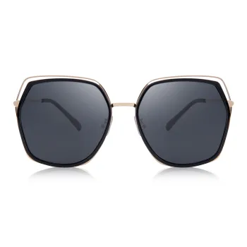 VEGOOS TR/Memory Plastic Stainless Steel Irregular Shape Sunglasses Women's