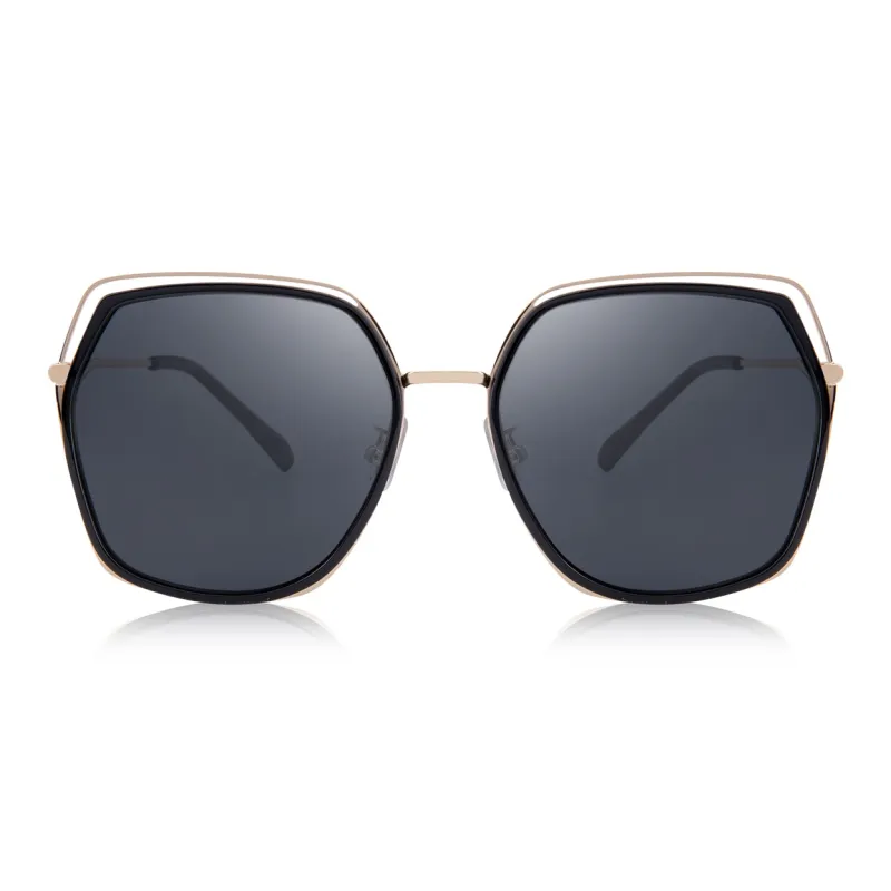 VEGOOS TR/Memory Plastic Stainless Steel Irregular Shape Sunglasses Women's-0