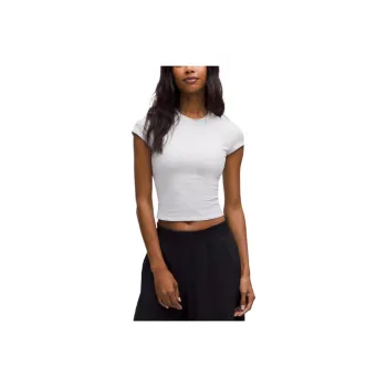 Lululemon Organic Cotton SS25 Regular T Shirt Women's Mixed Color Super Light Gray/Light Ivory White