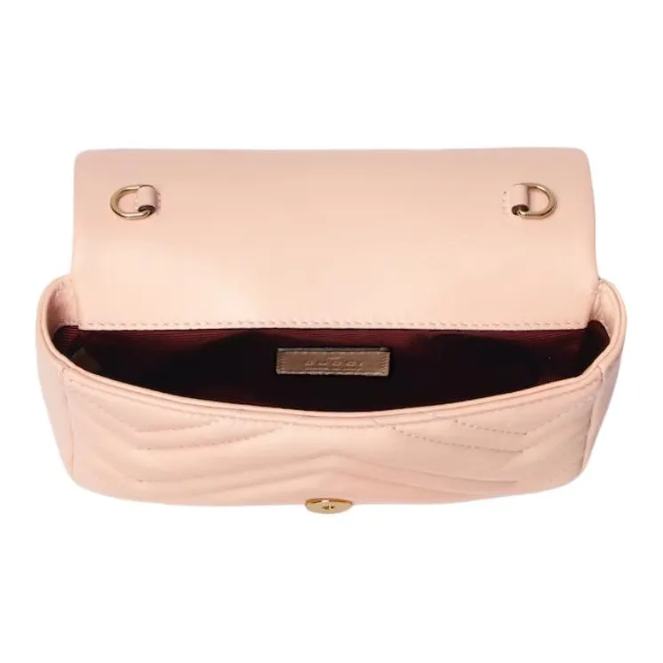 GUCCI GG Marmont Lambskin Shoulder Bag Mini Women's Pink-4