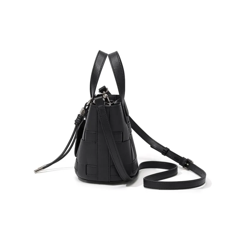 CinvaiKrose Synthetic Leather Bucket Bag, Shoulder Bag, Crossbody Bag, Handbag, Basket Bag Trumpets Women's Ecru/Black-7