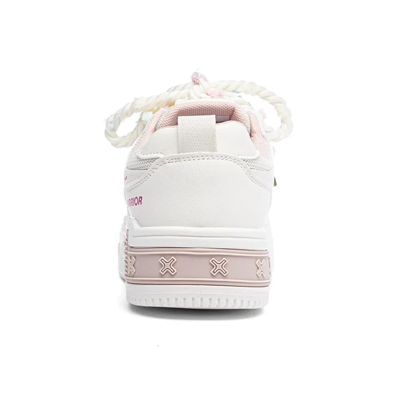 Warrior Anti Slip Wear Resistant Low Top Skateboard Shoes Women's Beige Pink-4
