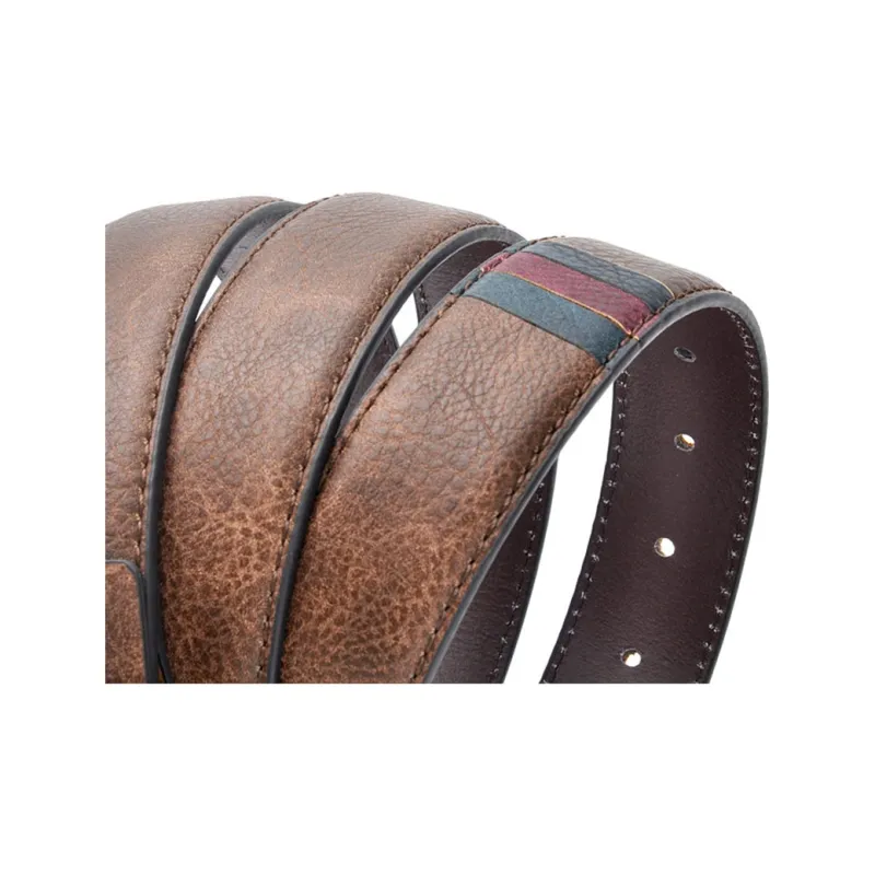 PISHUSHU Cow Leather Belts Men's Brown Gray Dark Brown Width 3.4cm-5