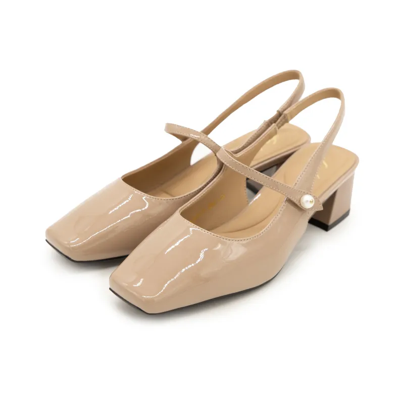 FED Block Heel High Heels Women's Nude-5
