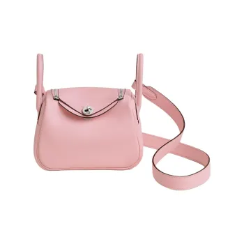HERMES Lindy Swift Leather One Shoulder Handbag Mini Women's 3Q Rose Sakura Cherry Blossom Pink
