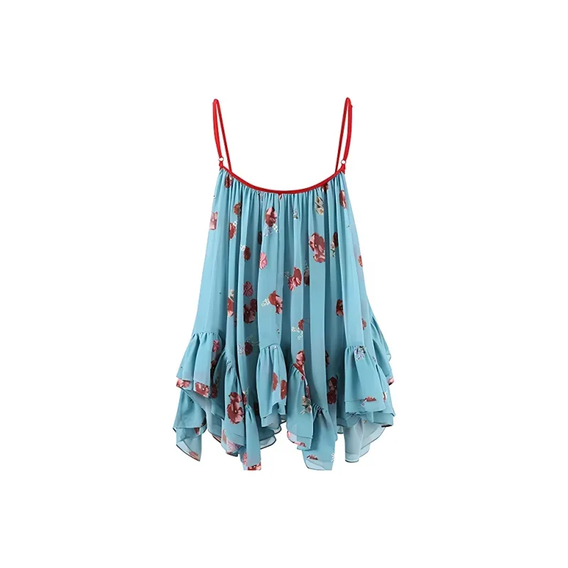 MTHE Slip Dresses Women's Blue Floral-1