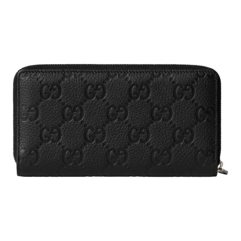 GUCCI Embossed GG Grain Leather Wallet Men's Black-2