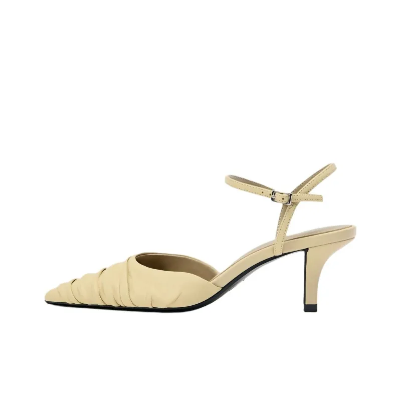 ZARA Slim Heel High Heels 6cm Women's Light Yellow-0