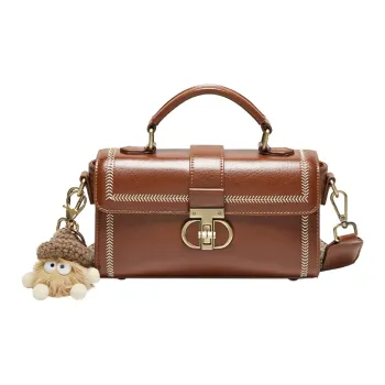 Narandu Cow Leather With Synthetic Leather Handbag Trumpets Women's Brown/Midnight Black