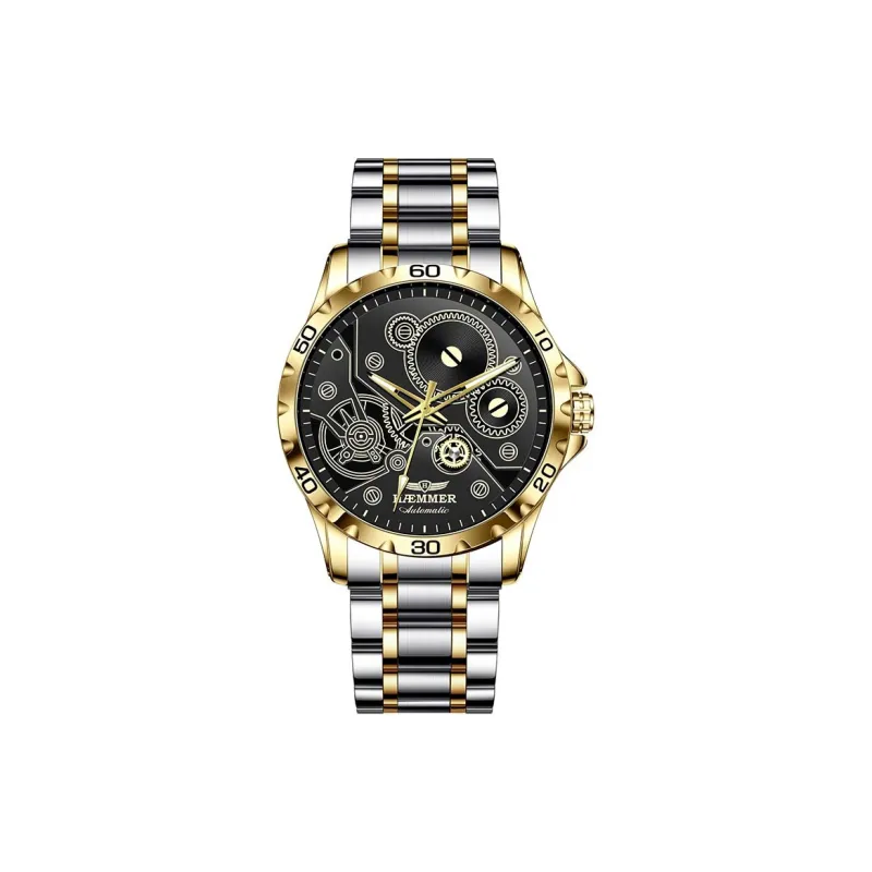 HAEMMER Automatic Mechanical Movement Stainless Steel Watchband Watch Men's Watches Black Dial-6