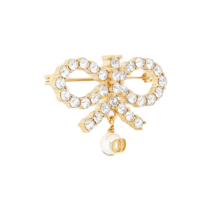 DIOR Crystal Brooches Women's Gold-1