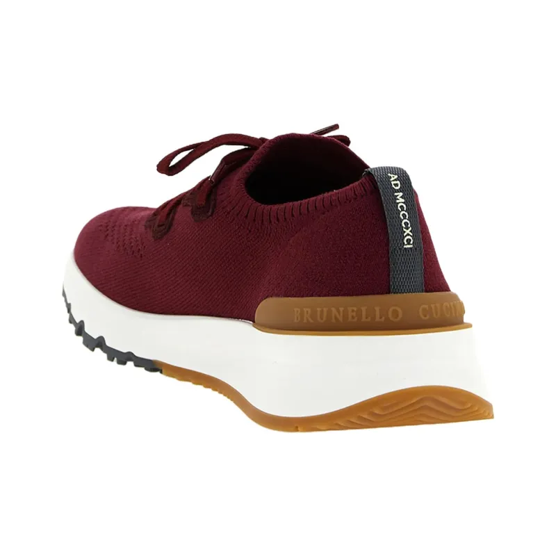 Brunello Cucinelli Knitted Low Top Casual Shoes Men's Red-3