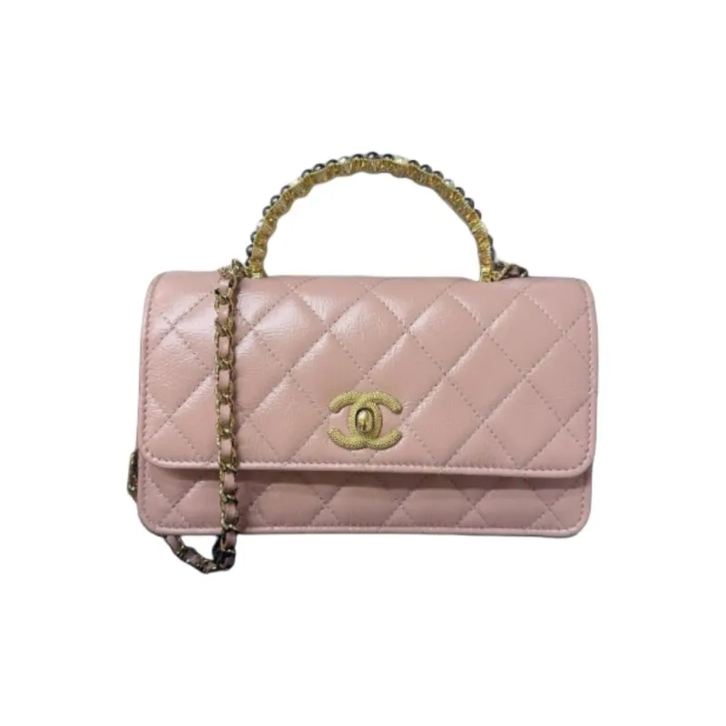 CHANEL Sheepskin One Shoulder Handbag Women's Light Pink-0