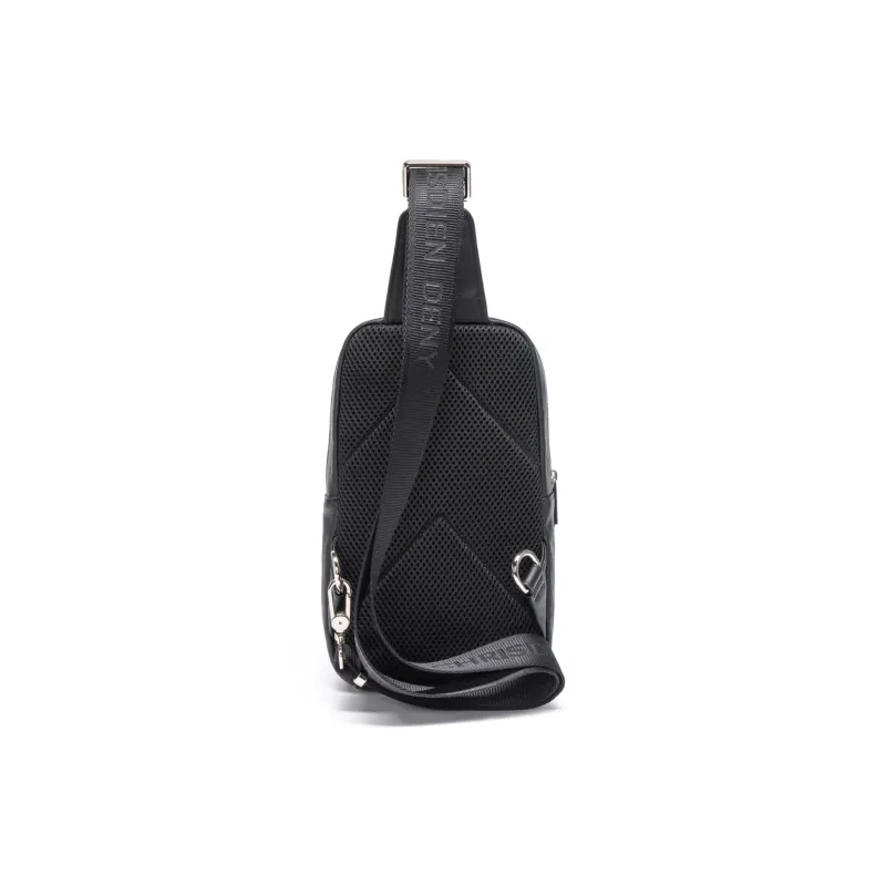 Chrisdien Deny Cow Leather With Fabric Sling Bag Regular Men's Black-1