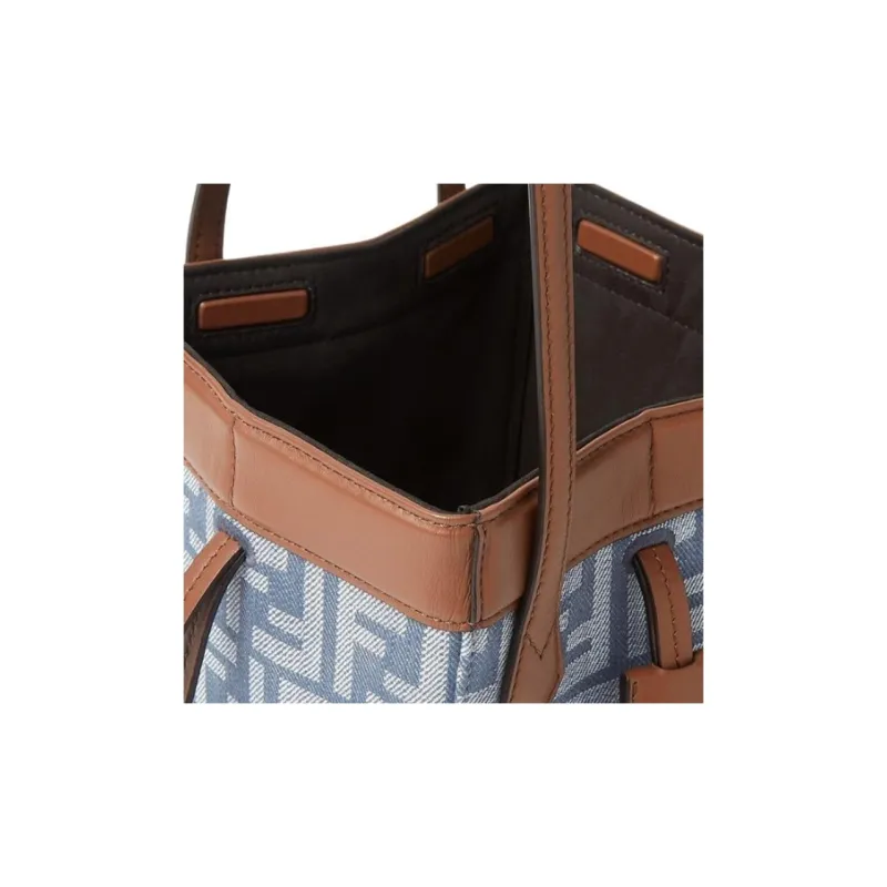 FENDI Origami Jacquard Shoulder Bag Mini Women's Blue-5