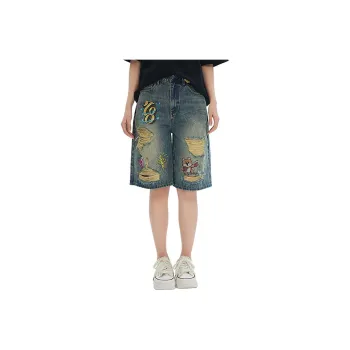 LALABOBO Denim Shorts Women's Medium Blue White