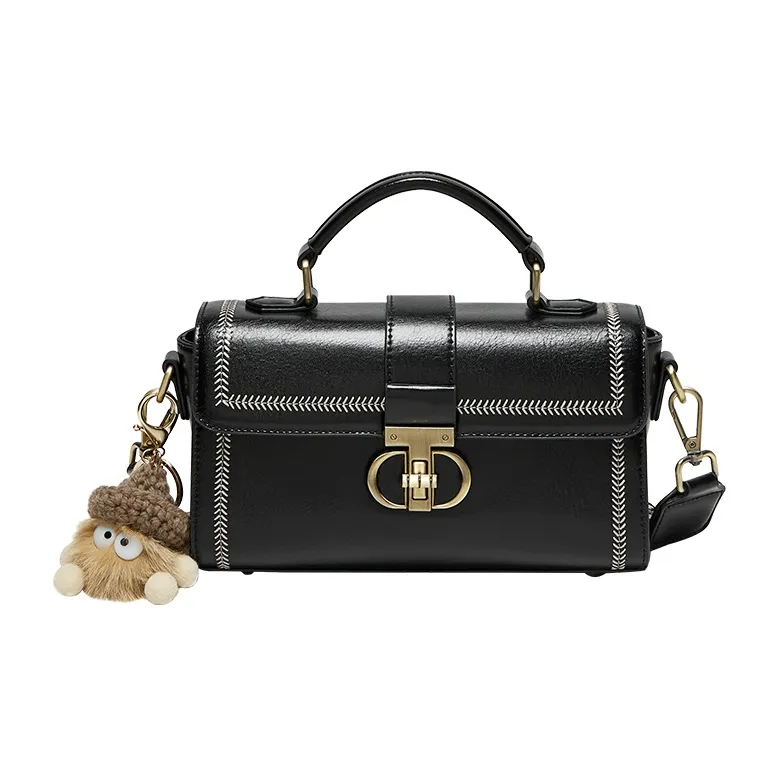 Narandu Cow Leather With Synthetic Leather Handbag Trumpets Women's Brown/Midnight Black-6