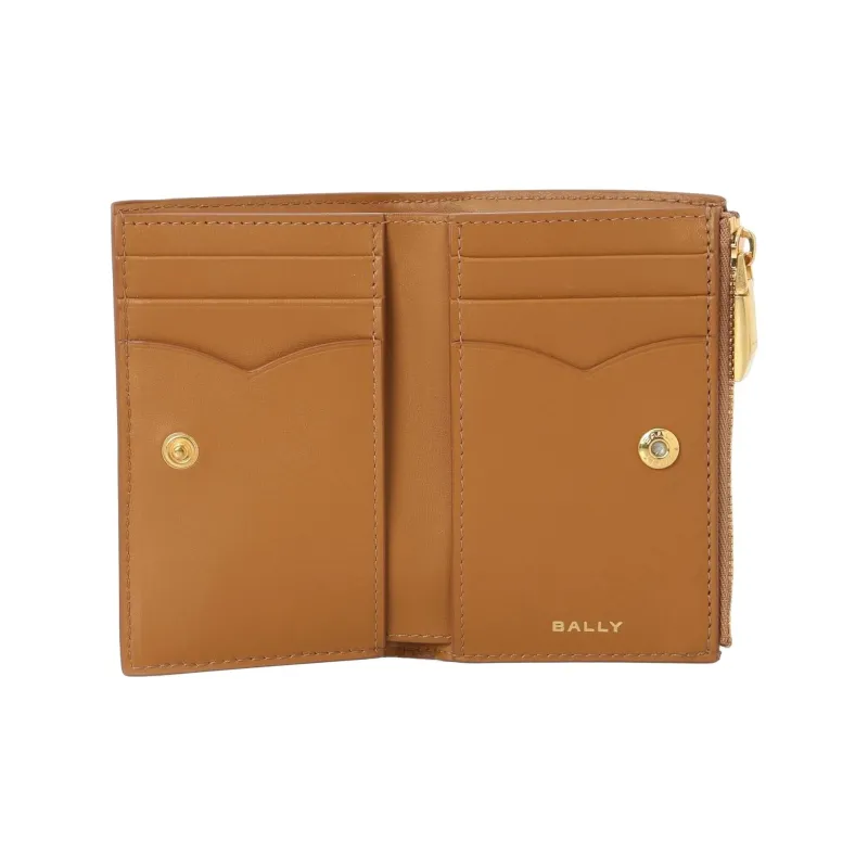 BALLY Cow Leather Money Clip Card Holder Women's Brown-2