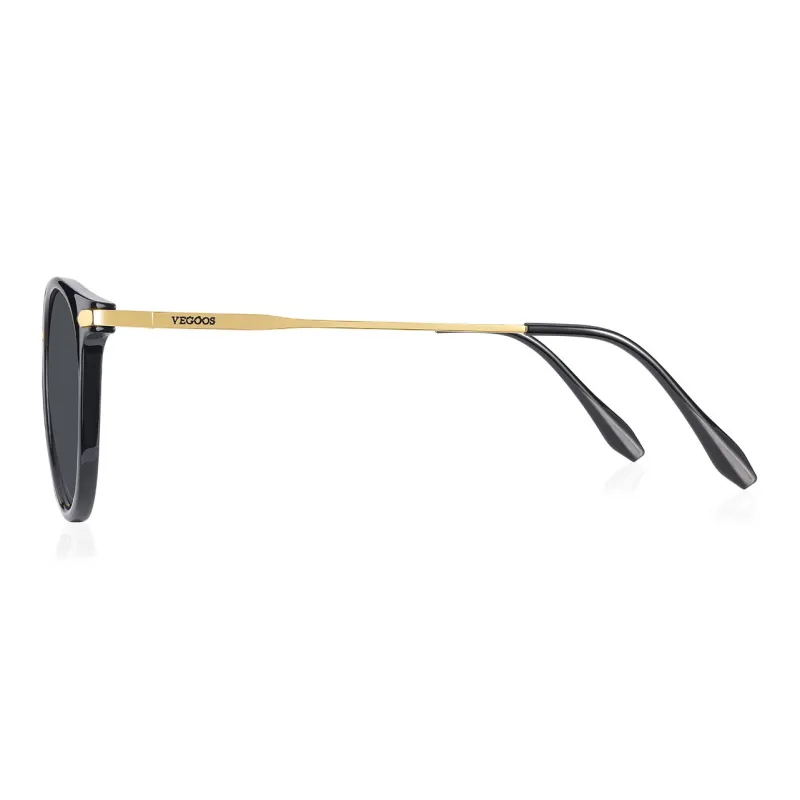 VEGOOS Stainless Steel Round Sunglasses Women's-2