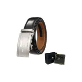 Matte Gunmetal Buckle+95 Pattern, Black Strap (Dark Blue Box)