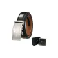 Matte Gunmetal Buckle+95 Pattern, Black Strap (Dark Blue Box)