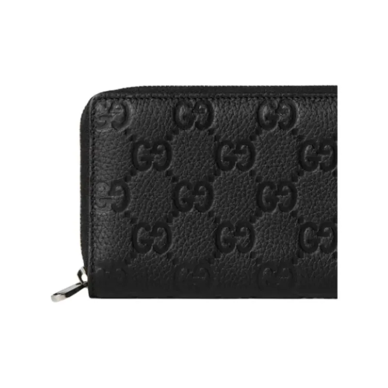 GUCCI Embossed GG Grain Leather Wallet Men's Black-3