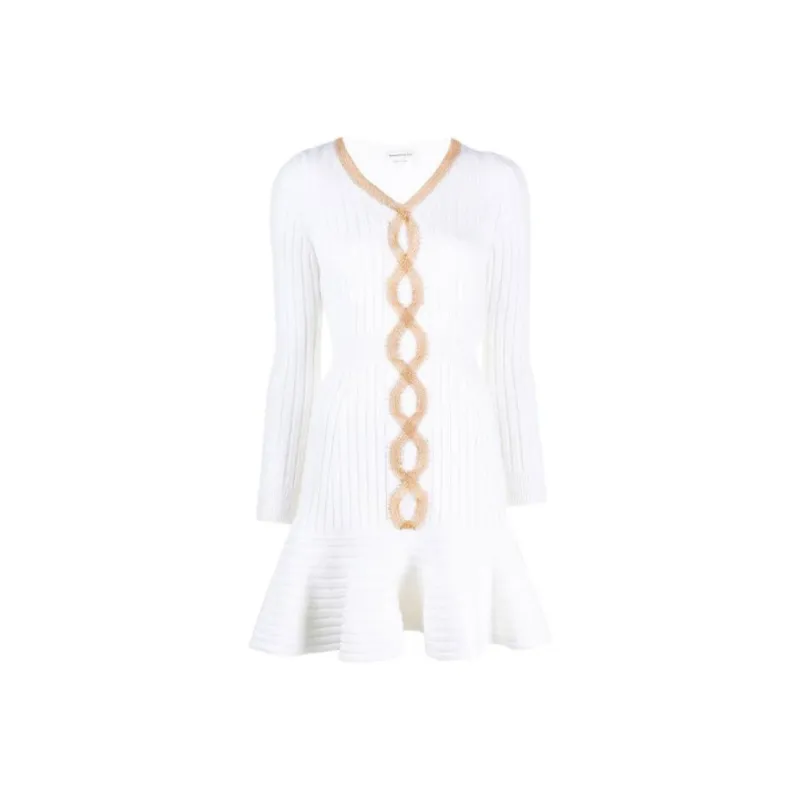 Alexander McQueen Long Sleeved Dresses Women's White-0