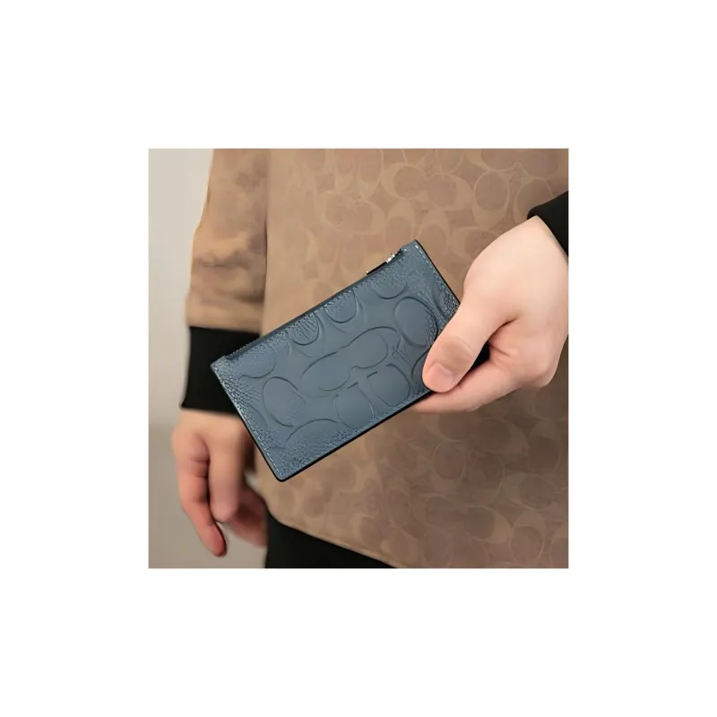 COACH Card Case Cow Leather Card Holder Mini Women's Deep Denim-4