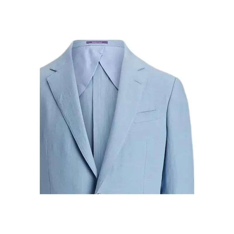 Polo Ralph Lauren Kent Hand-Tailored Silk-Linen Jacket Business Suit Men's Blue-2