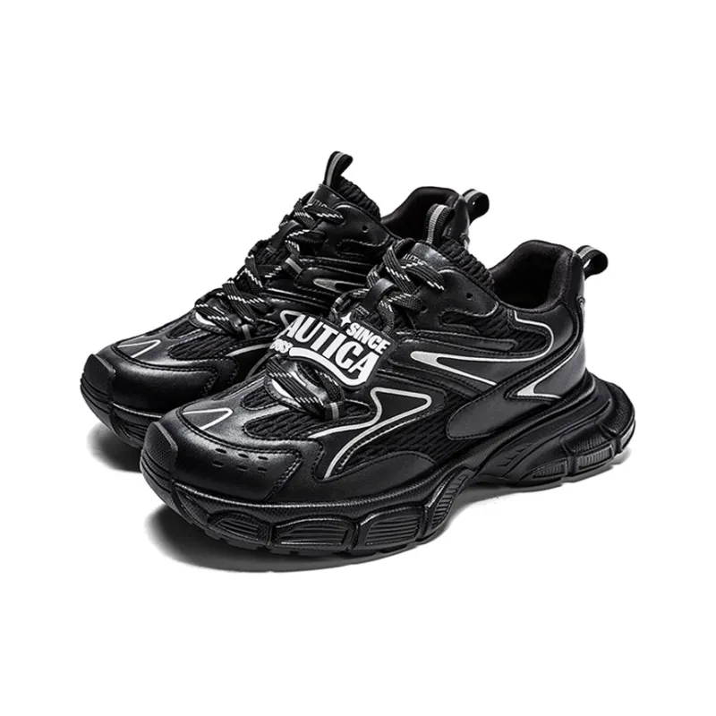 NAUTICA Height Increasing Low Top Chunky Sneakers Men's Black-3