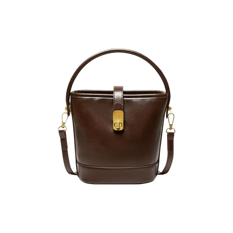 15 MINS Synthetic Leather Bucket Bag Handbag Shoulder Bag Crossbody Bag Regular Women's Coffee/Black-0