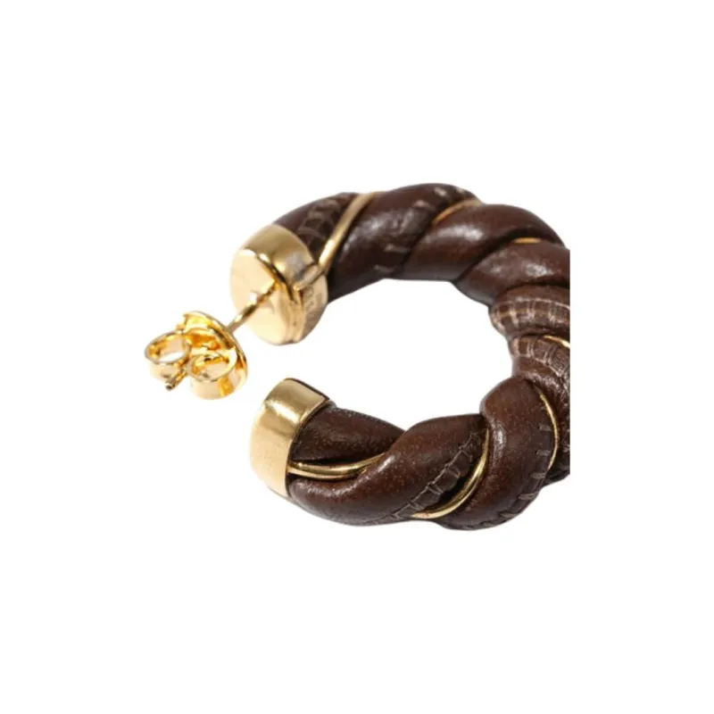Bottega Veneta Silver Earrings Women's Brown-2