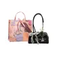 Black+Pendant+Ribbon+Shopping Bag