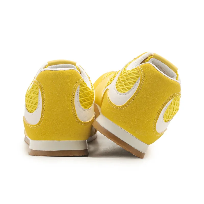 DEERWAY Height Increasing Abrasion Resistant Lightweight Breathable Slip Resistant Low Top Casual Shoes Women's Lemon-4