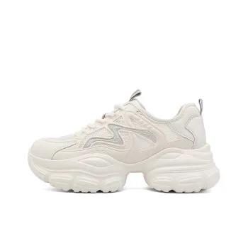 RED DRAGONFLY Low Top Chunky Sneakers Women's Beige Silver