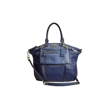 COACH Lindsey Leather Hobo Bag One Shoulder Handbag Crossbody Bag Large Size Women's Brass Marine Blue