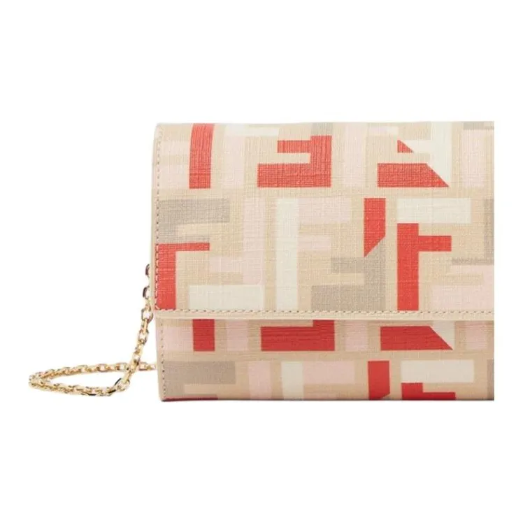 FENDI ROMA Label Clutch Women's Beige-4