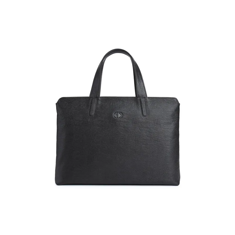 Chrisdien Deny Cow Leather Briefcase Men's Black-0