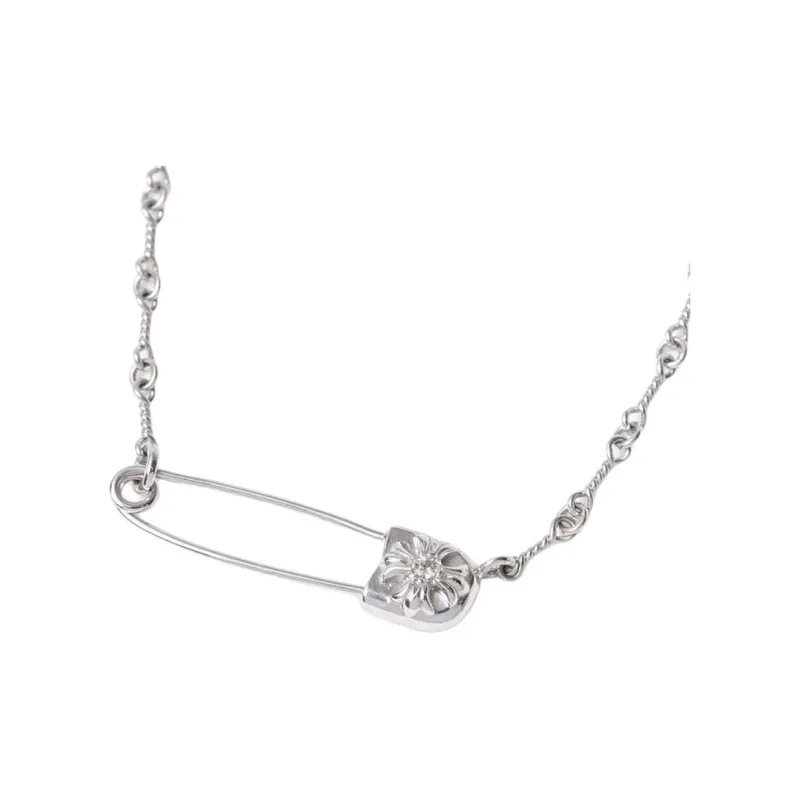 Chrome Hearts 18K White Gold, Diamond Necklaces Unisex Silver-2