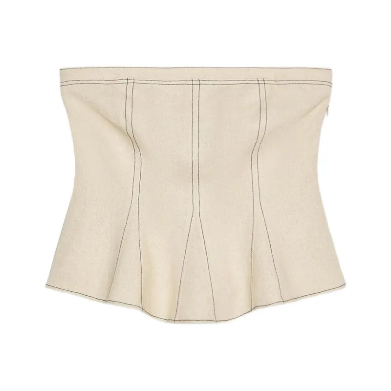 ZARA Strapless Tops Women's Light Beige-0
