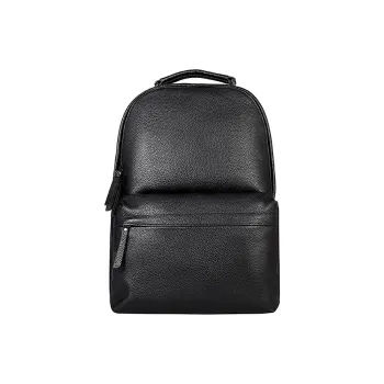 PESASRIE Top Grain Cow Leather Backpack Men's Black