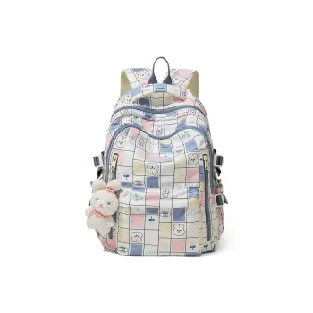 CinvaiKrose Fabric Backpack Short Trip Backpack Travel Bag Tubas Women's Blue Plaid
