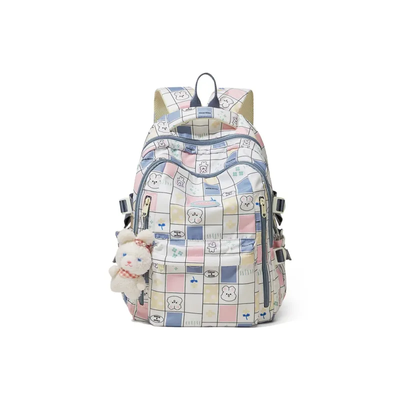 CinvaiKrose Fabric Backpack Short Trip Backpack Travel Bag Tubas Women's Blue Plaid-0