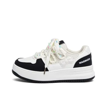 Warrior Abrasion Resistant Height Increasing Low Top Skateboard Shoes Women's Beige Black