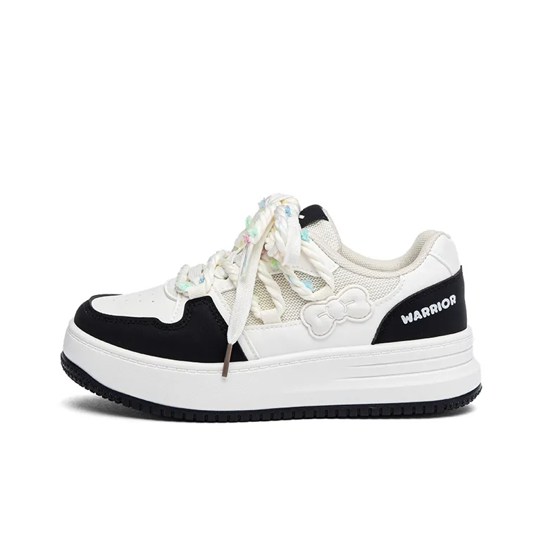 Warrior Abrasion Resistant Height Increasing Low Top Skateboard Shoes Women's Beige Black-0