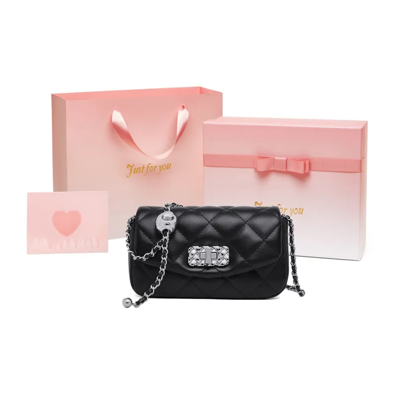 HARSON Cow Leather Crossbody Bag, Shoulder Bag Regular Women's Black/Pink/Ecru-14