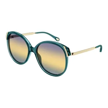Chloe Acetate Metal Oval Sunglasses Women's Green