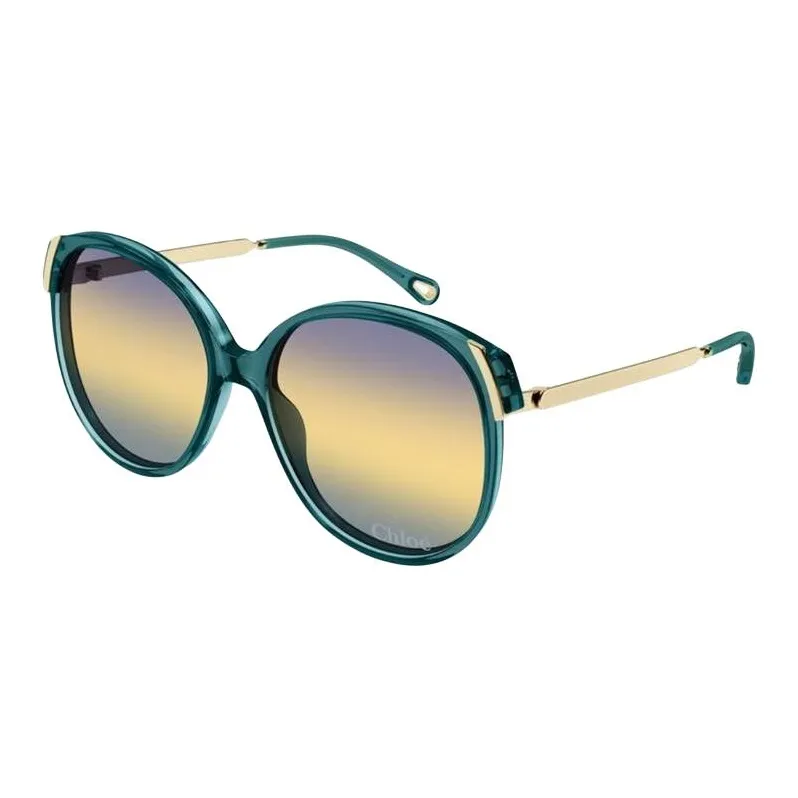 Chloe Acetate Metal Oval Sunglasses Women's Green-0